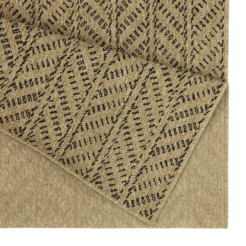 Indoor/Outdoor Area Rug, Natural/Black, Runner 2'7" x 7'3"