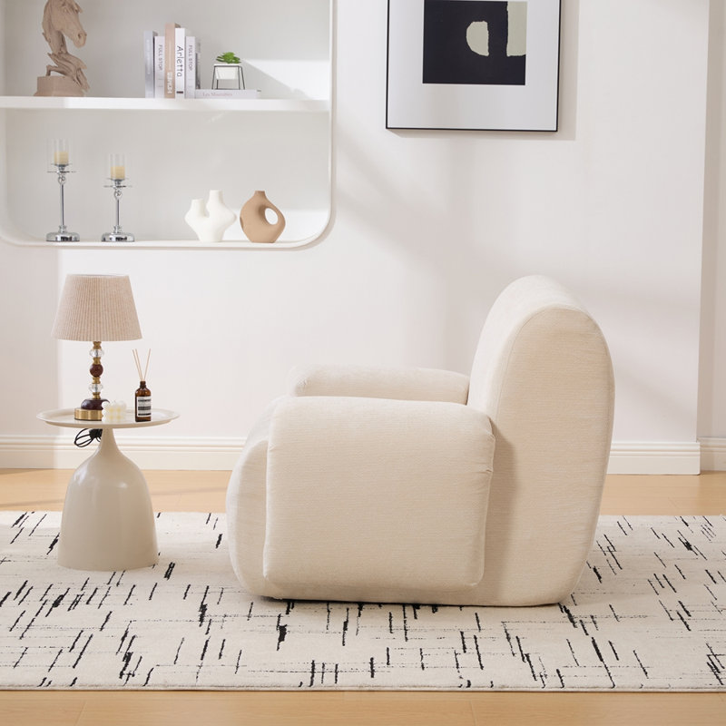 Fauteuil d'appoint large et surdimensionné rembourré, Beige