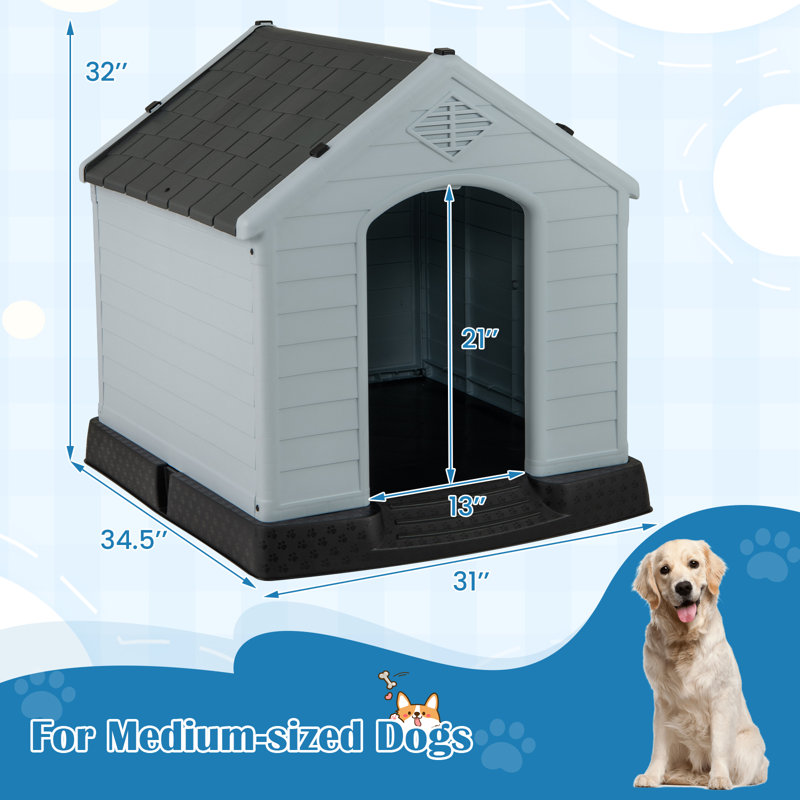 Abri imperméable intérieur / extérieur Dog House, H 32 po x l 31 po x P 34,5 po, Gris te bleu