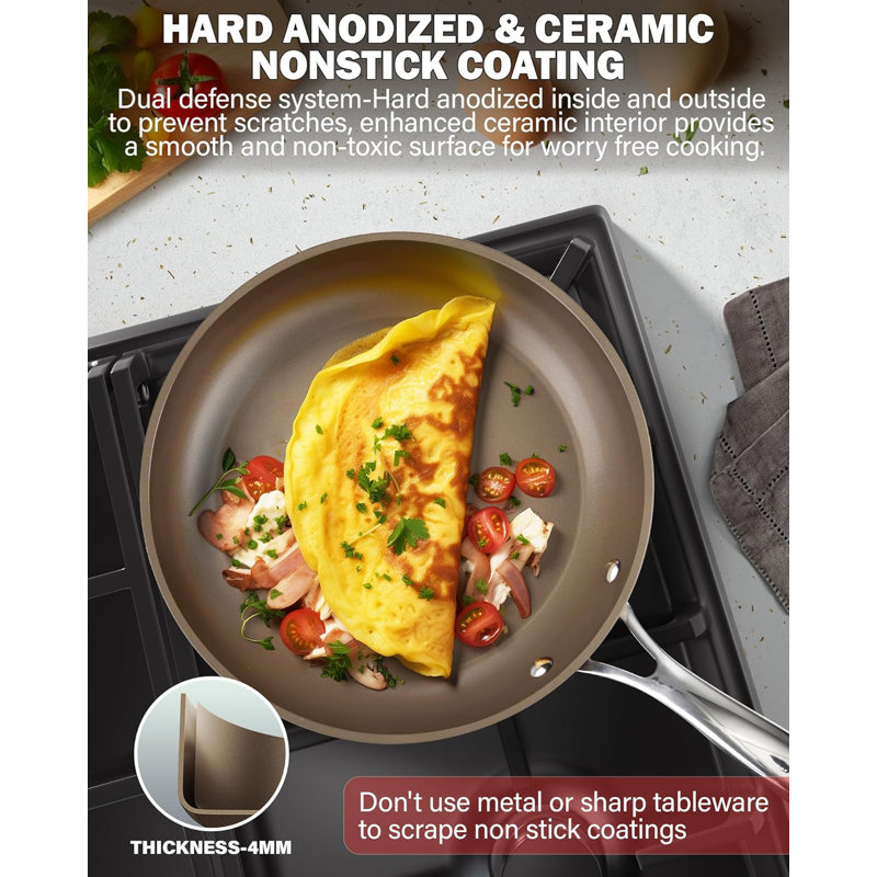8-Piece Bronze Hard Anodized Nonstick Induction Cookware Set