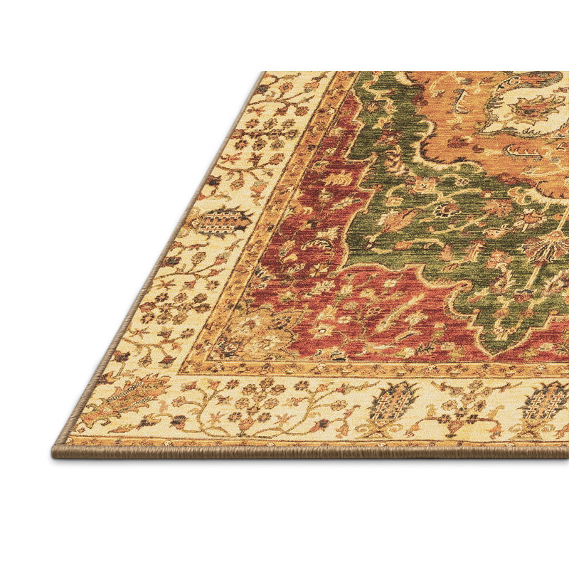 Tapis oriental rectangulaire en laine et polyester tissé à la machine 5 pi x 7 pi Jamyria