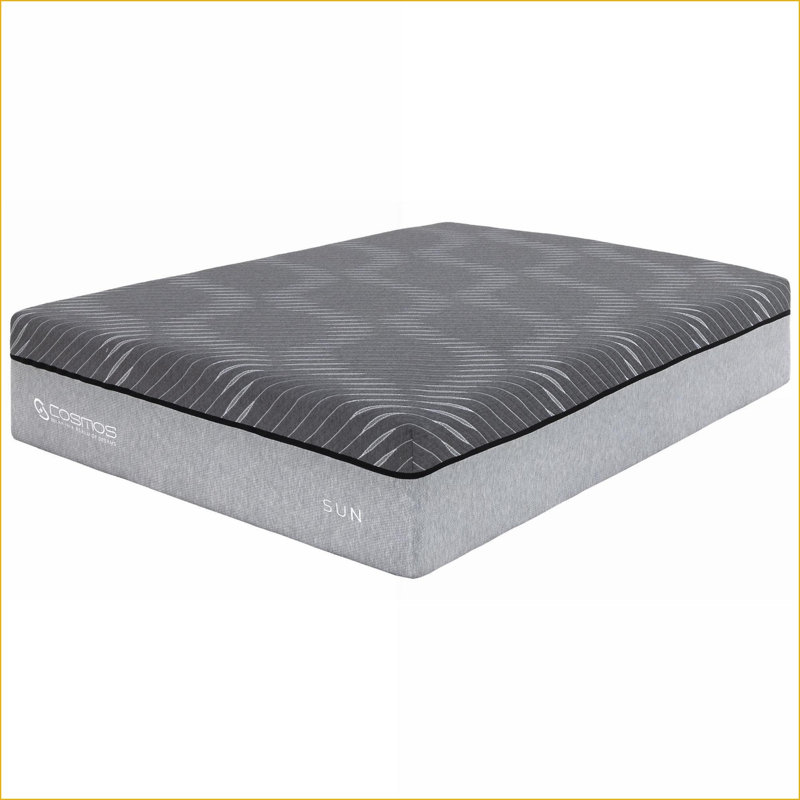 Matelas double hybride avec housse de protection en cascade souple | Mousse + Ressorts | Gris + gris, Double, 14"