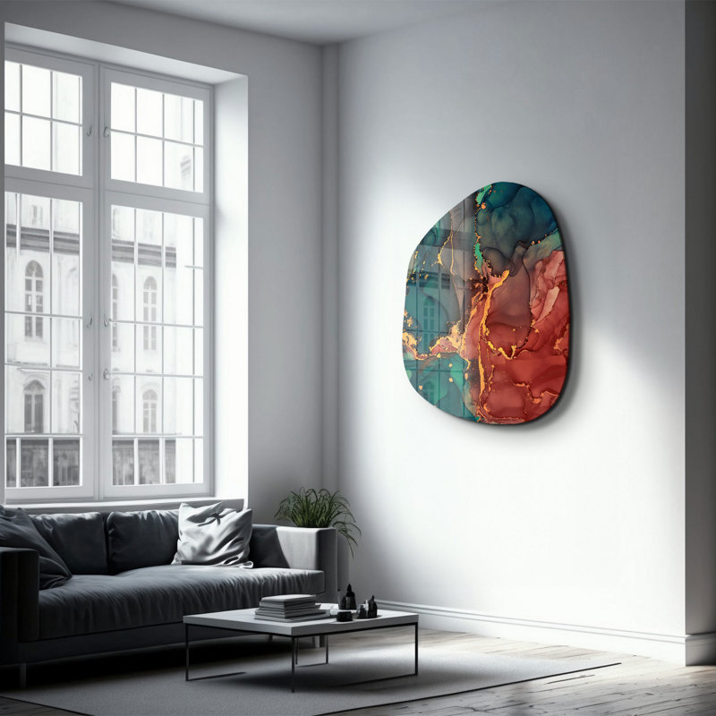 Wall Decor on Tempered Glass, 50" H x 65" W x 0.4" D