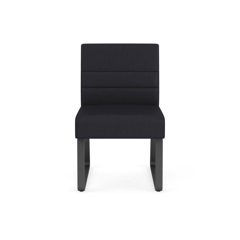 Chaise d'invité sans accoudoirs Waterfall, Gris anthracite, Noir Patriot Plus - nettoyez le vinyle avec un lin