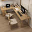 Bureaux en bois massif en L de couleur bois-107209660-107209658