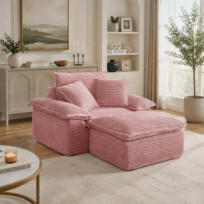 Fauteuil surdimensionné avec assise profonde et pouf amovible, canapé-lit d'angle modulaire pour un confort optimal dans le salon