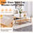 45" Mid-Century Modern Coffee Table with Tempered Glass Top & Rattan Storage Shelf-916769111