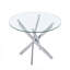 Table de salle à manger ronde, table de salle à manger en verre de 35,5 po avec pieds argentés, table de cuisine moderne pour la maison, salle à manger