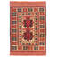Tapis décoratif en laine rouge de conception unique noué à la main New Age 3 pi 10 po x 5 pi 10 po Cuiksa