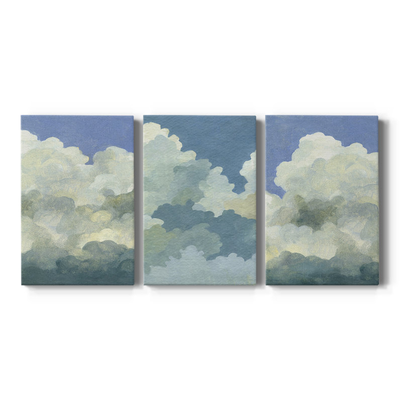 Cumulus Tower I - Toile tendue avec châssis sur mesure - 3 pièces, H 18 po x l 36 po