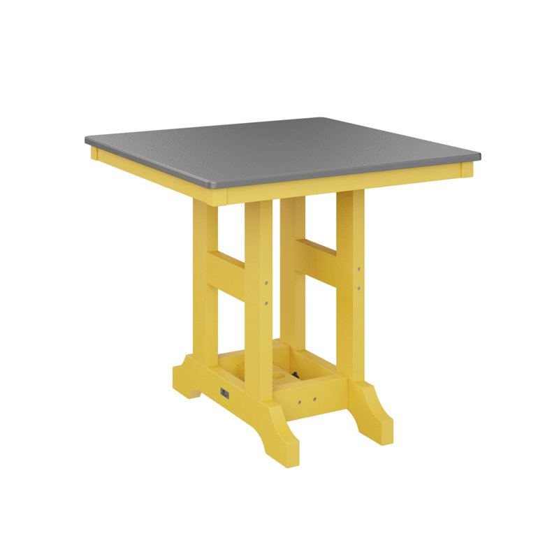 Table de salle à manger à hauteur de comptoir 33 po Berlin, Acier inoxydable martelé, Jaune soleil levant