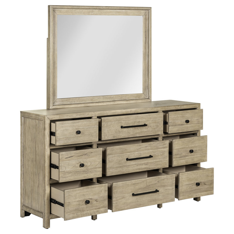 Ensemble de lit à baldaquin grand, commode et miroir, commode et ensemble de chambre à coucher Aason, Grand