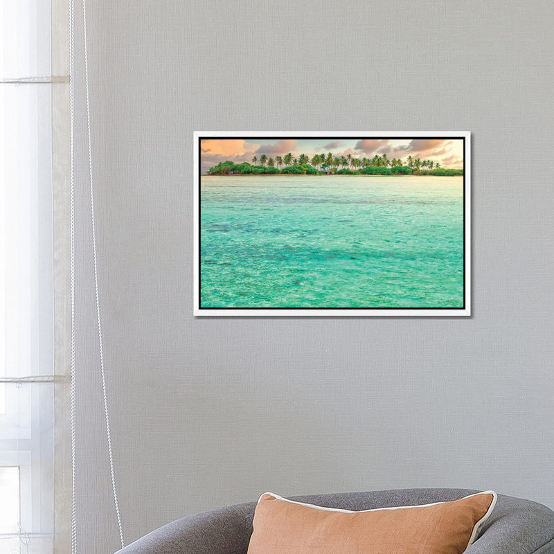 Paradise Sunset by Mark Paulda - Print on Canvas, 45.72cm H x 66.04cm W x 3.81cm D, White Floater Framed
