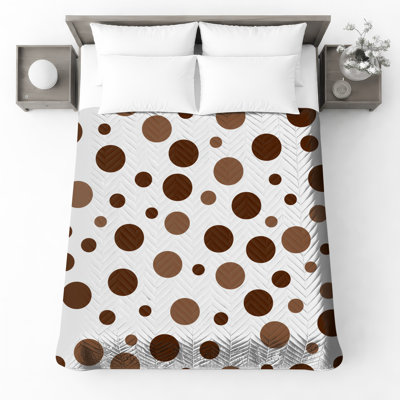 Brown Polka Dots Quilted Bedspread All Sizes