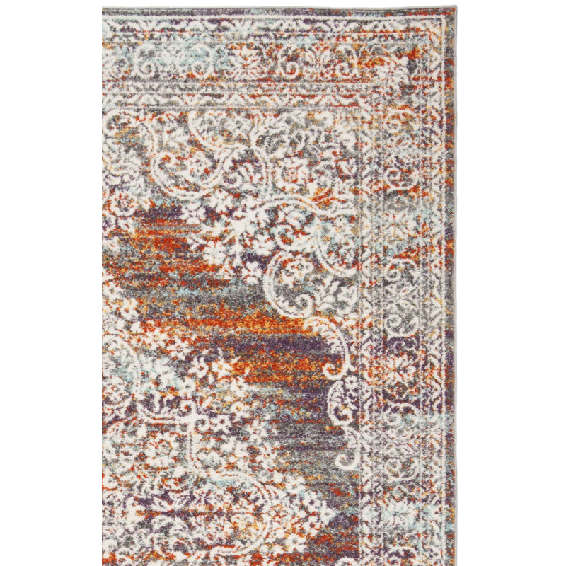 Felty Oriental Gray/Rust Area Rug, Rectangle 3' x 5'