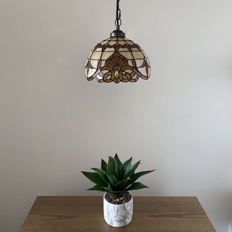 Luminaire suspendu Kleist Tiffany en verre coloré doré de style baroque inclus l 12 po x P 12 po x H 60 po