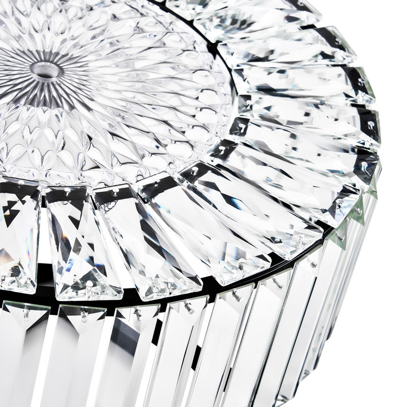  Plafonnier semi-encastré cylindrique en cristal à 4 lumières à intensité variable, Or rose, Quatre lumières
