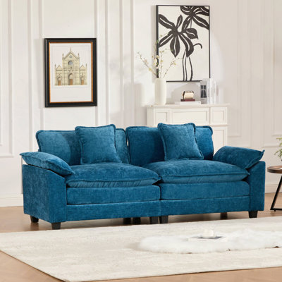 Causeuse plus large avec accoudoirs (le repose-pieds n'est pas inclus), canapé modulaire moderne, pour la chambre à coucher et un appartement, coussin de siège rembourré à double couche confortable, tissu chenille respirant