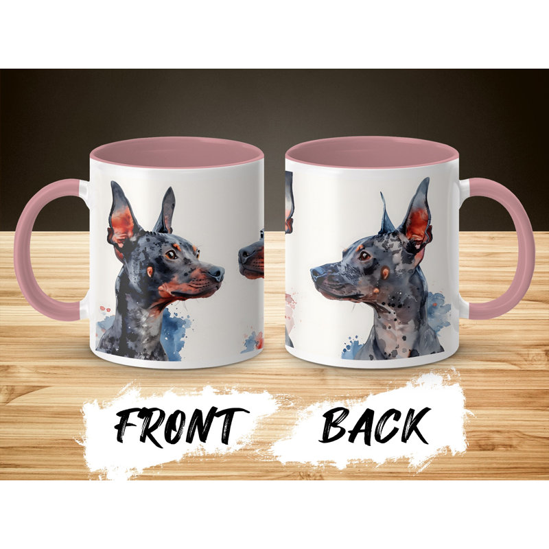 Doberman Pinscher Watercolor Design 11oz Coffee Mug, 2
