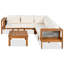 Ensemble de 4 canapés d'extérieur en bois d'acacia, accoudoirs en maille tissée, ensemble de meubles de patio en L avec table basse, ensemble de conversation extérieur avec coussins gris et table d'appoint, aspect couleur teck-358616642