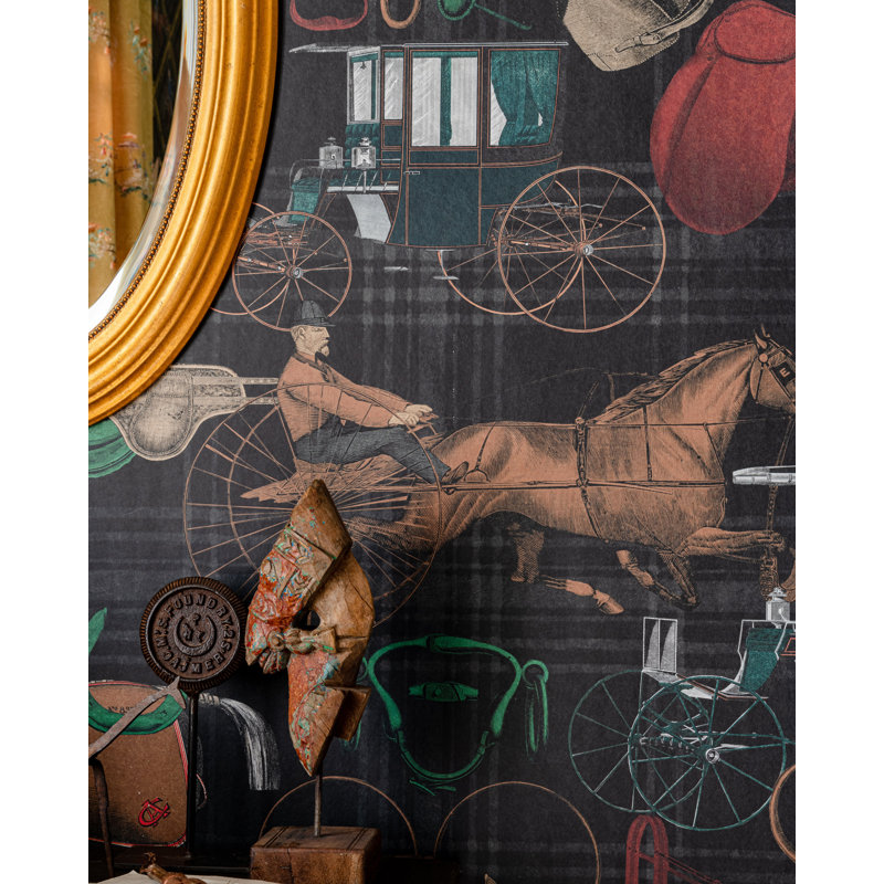 The Derby Plaid Wallpaper Roll, Anthracite/Brown/Green/Red