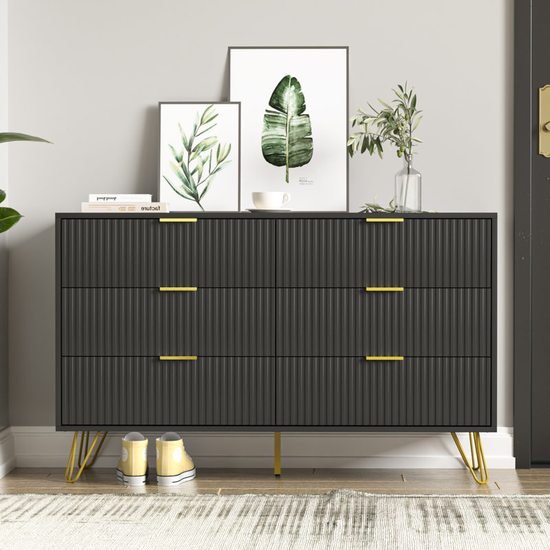 Commode 6 tiroirs Sybrand, Noir, noir, noir, noir