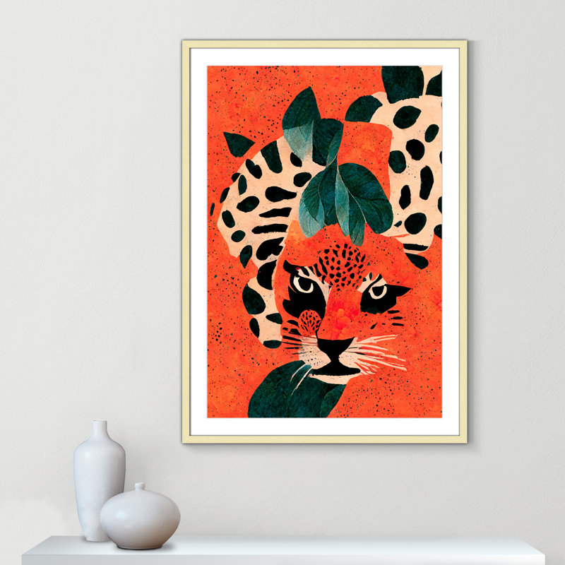 «Jaguar’s Gaze I» par Treechild, L 29,5 po x H 41,5 po, Imprimé mat, Or mat