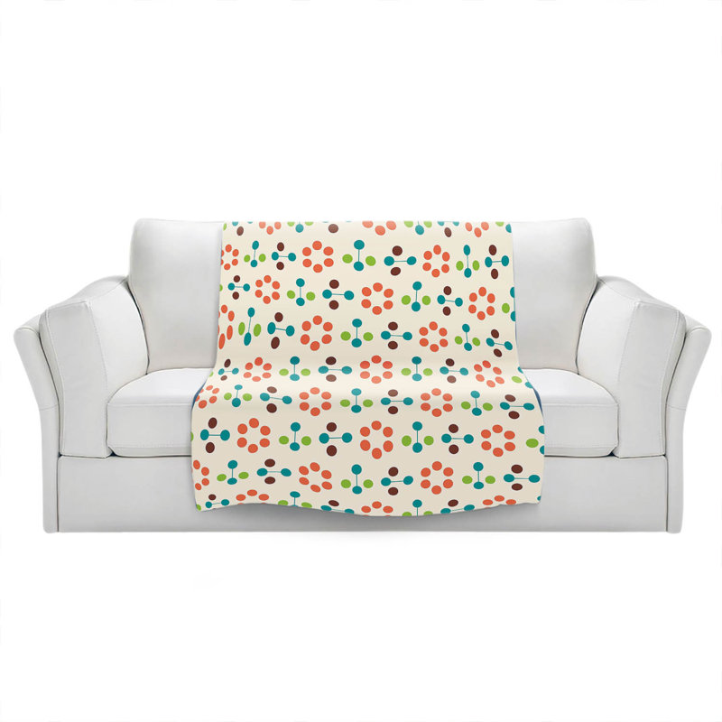 Couverture fleur Mid-Century, 51 po x 60 po, Orange
