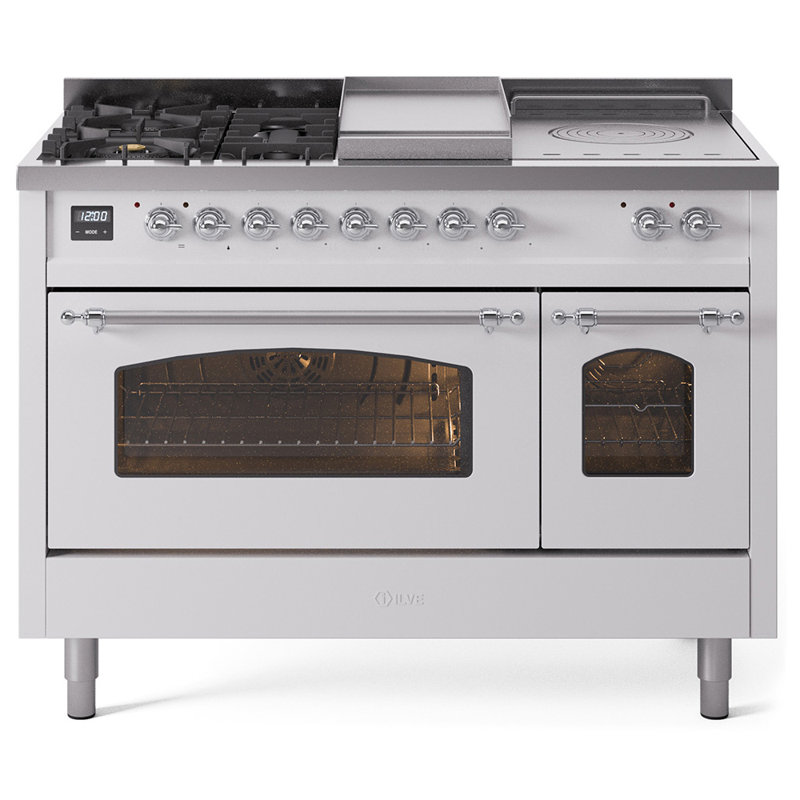ILVE Nostalgie II 48 Dual Fuel Range, Stainless Steel/Brass, Natural Gas