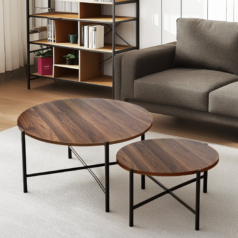 Monier 2-Piece Modern Round Nesting Coffee Table Set