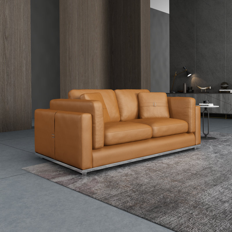 Picasso Loveseat, Cognac Genuine Leather