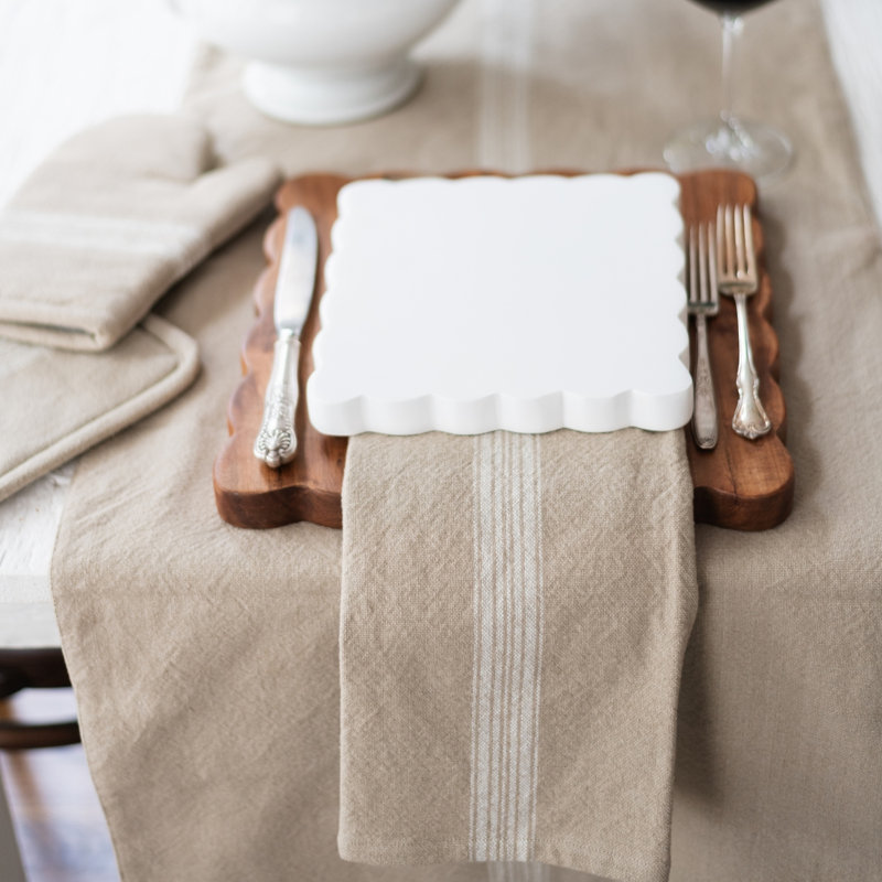 Kitchen Tea Towel, Vintage Stripe, White