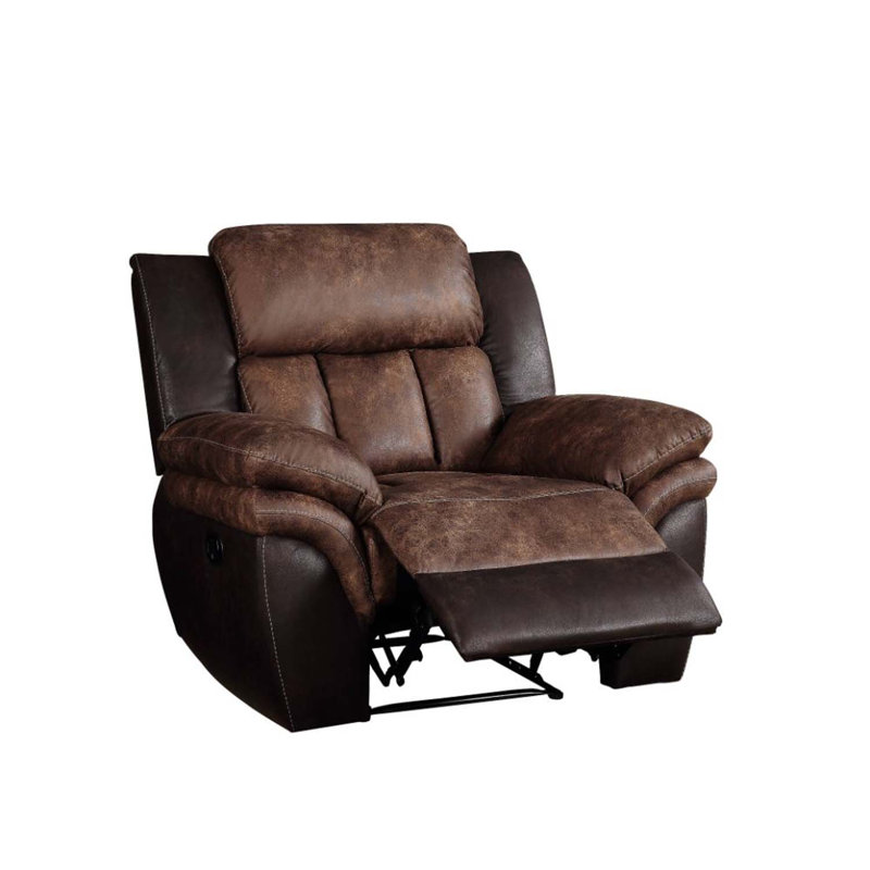 Fauteuil inclinable Jaylen, caramel et espresso en microfibre polie