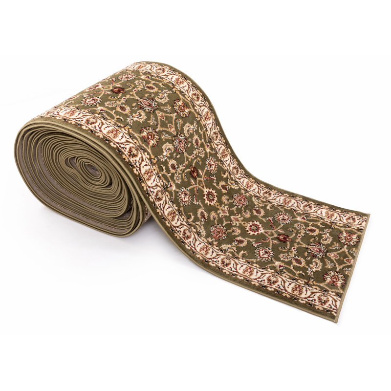 Almore Sarouk Green Custom Size Hallway Stair Runner - Traditional Oriental Carpet, Runner 2'3" x 76'
