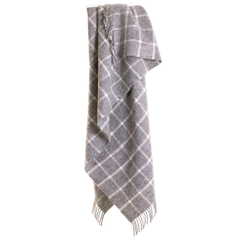 Lifestyle Chequered Check Throw Plain Weave / Muslin Throw Blanket, Grey