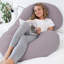  Coussins de grossesse pour dormir, coussin de maternité avec housse en coton rafraîchissant, forme de C pour femmes enceintes (jersey mauve)-700248937