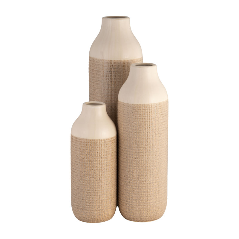 Vase en céramique Chartres Chartres, H 20 po x l 6 po x P 6 po, 2 tons de brun clair