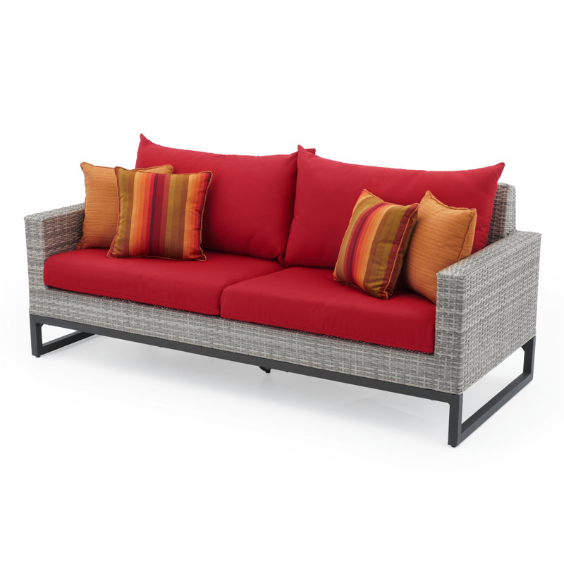 Sameko Sunbrella Outdoor 78In. Sofa, Gray, Canvas Jockey Red Sunbrella® Canvas