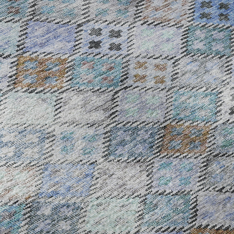 Tapis géométrique de qualité supérieure lavable à la machine Dahl AMF1081, Tapis de couloir 2 pi 3 po x 7 pi 6 po