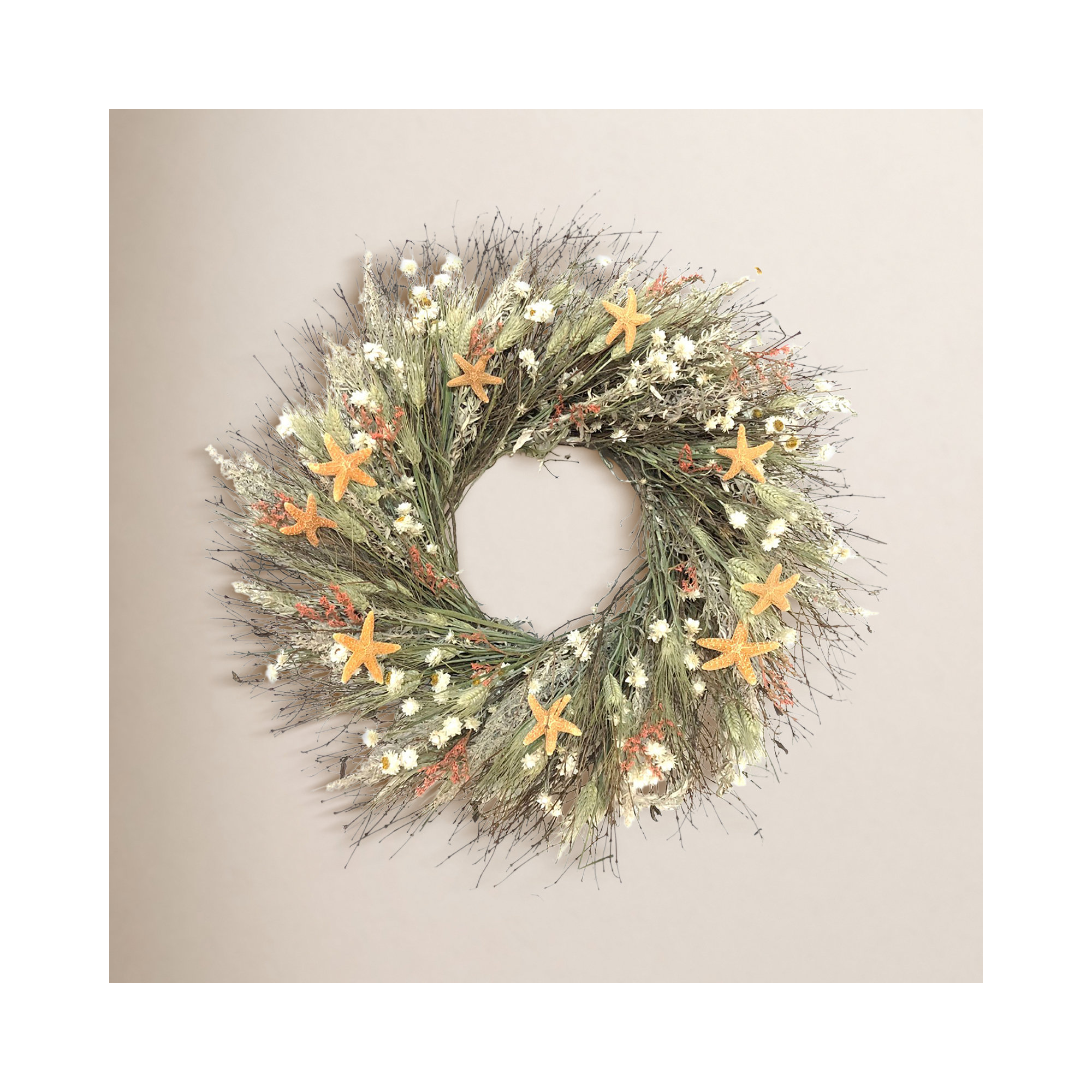 Handcrafted Dried Mixed Assortment Wreath, 30" H x 30" W x 6" D