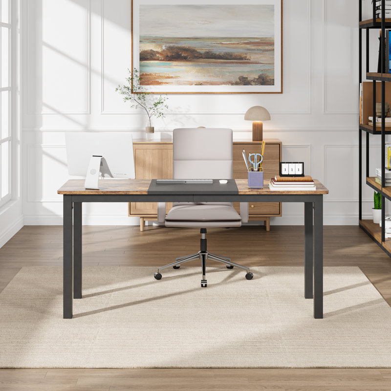 Table de salle à manger 70,9 "pour 4 à 6 personnes, Brun / Noir, H 29,5 po x l 70,9 po x P 23,6 po