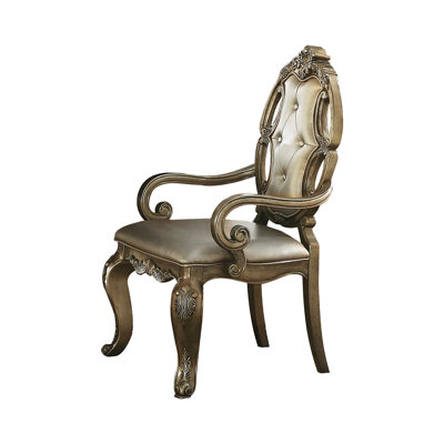 23.4" W ARM CHAIR (SET-2), LEATHERETTE & VINTAGE OAK