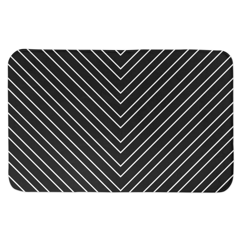 Tapis pour salle de bain chevron Bradyn, Noir