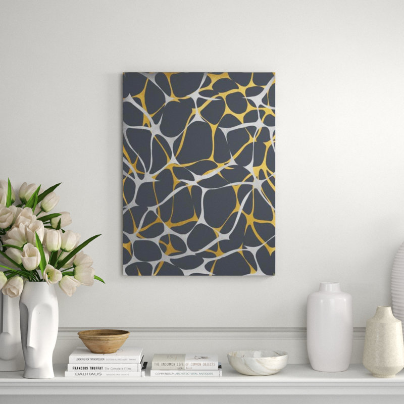 Shiny Ripples II par Sonia Noir - Impression sur toile, Or doré et argent, H 63 po x l 47 po x P 1,5 po