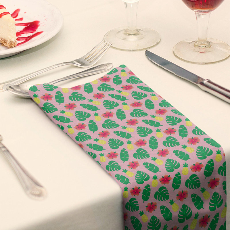 Serviette de coton à motif tropical, H 0,1 po x l 10 po x P 10 po, Rose, Sergé de polyester