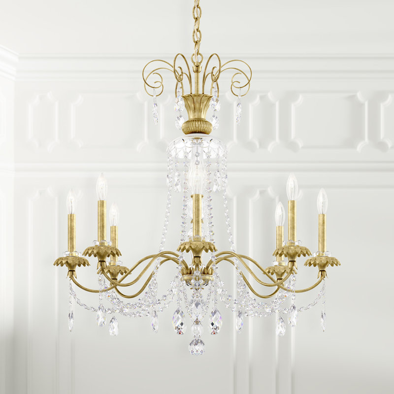Helenia 8 Light 31.5in x 34in Chandelier in Heirloom Silver with Clear Heritage Handcut Crystals, Heirloom Gold