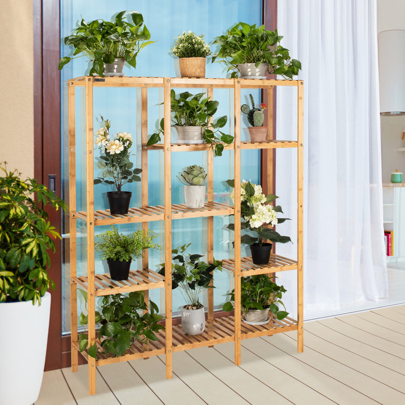 Étagère de rangement multifonctionnelle en bambou