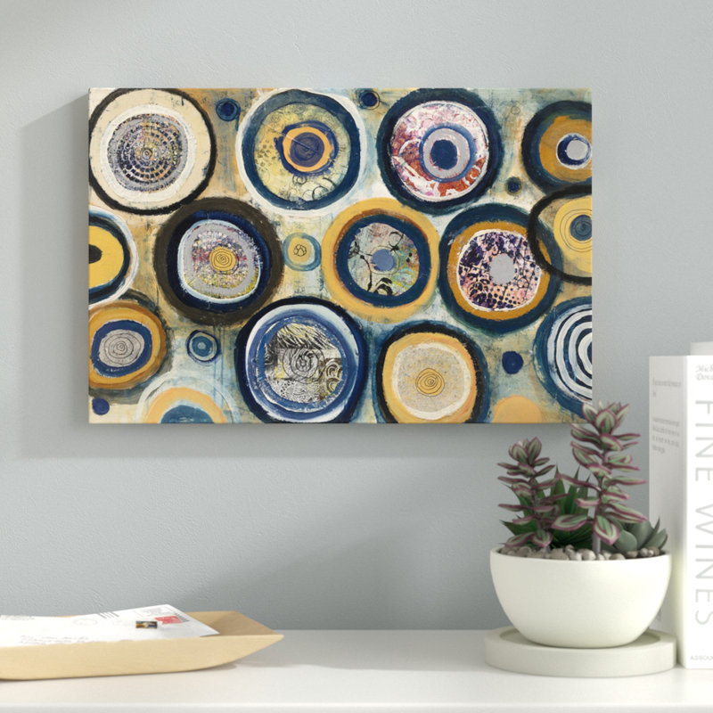 " Circle Song " by Cheryl Warrick, Black Framed Paper, 16" H x 24" W x 1" D