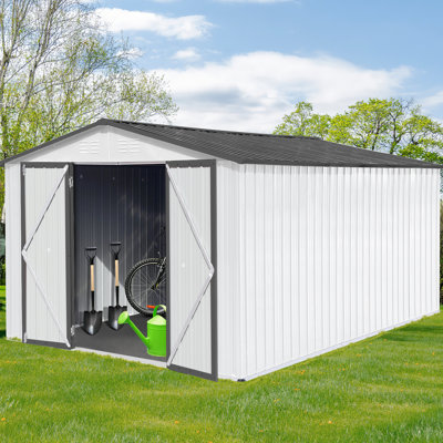 Metal Shed 10Ftx12ft - Accommodate Various Garden Items Storage Frame For Stability