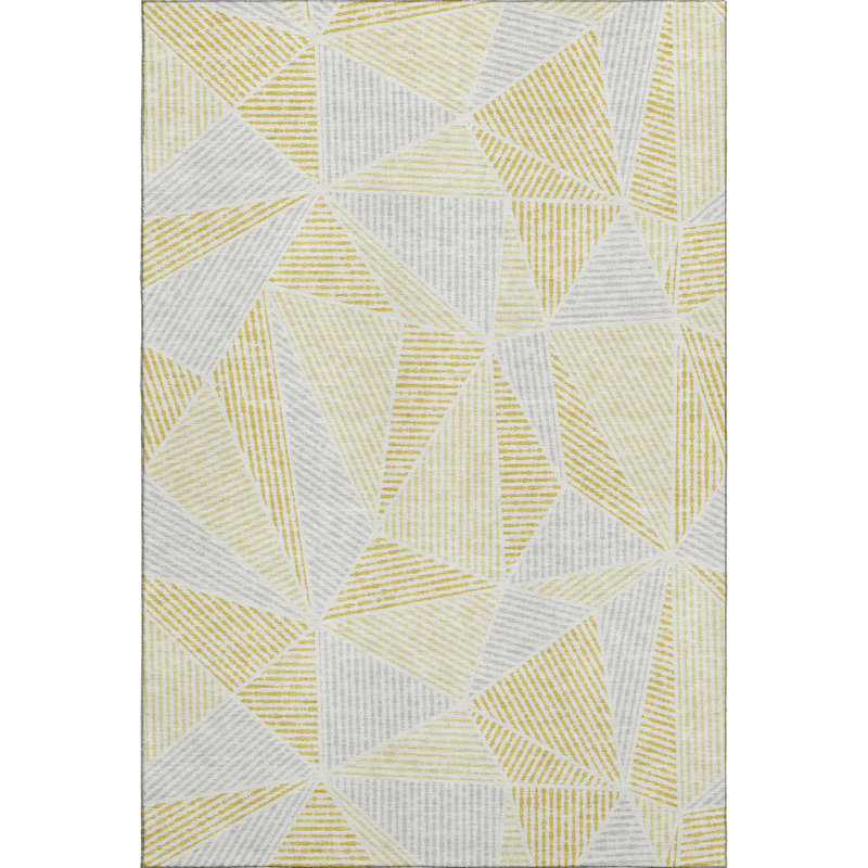 Premium Machine Washable Cerrito Gold Rug, Rectangle 3' x 5'